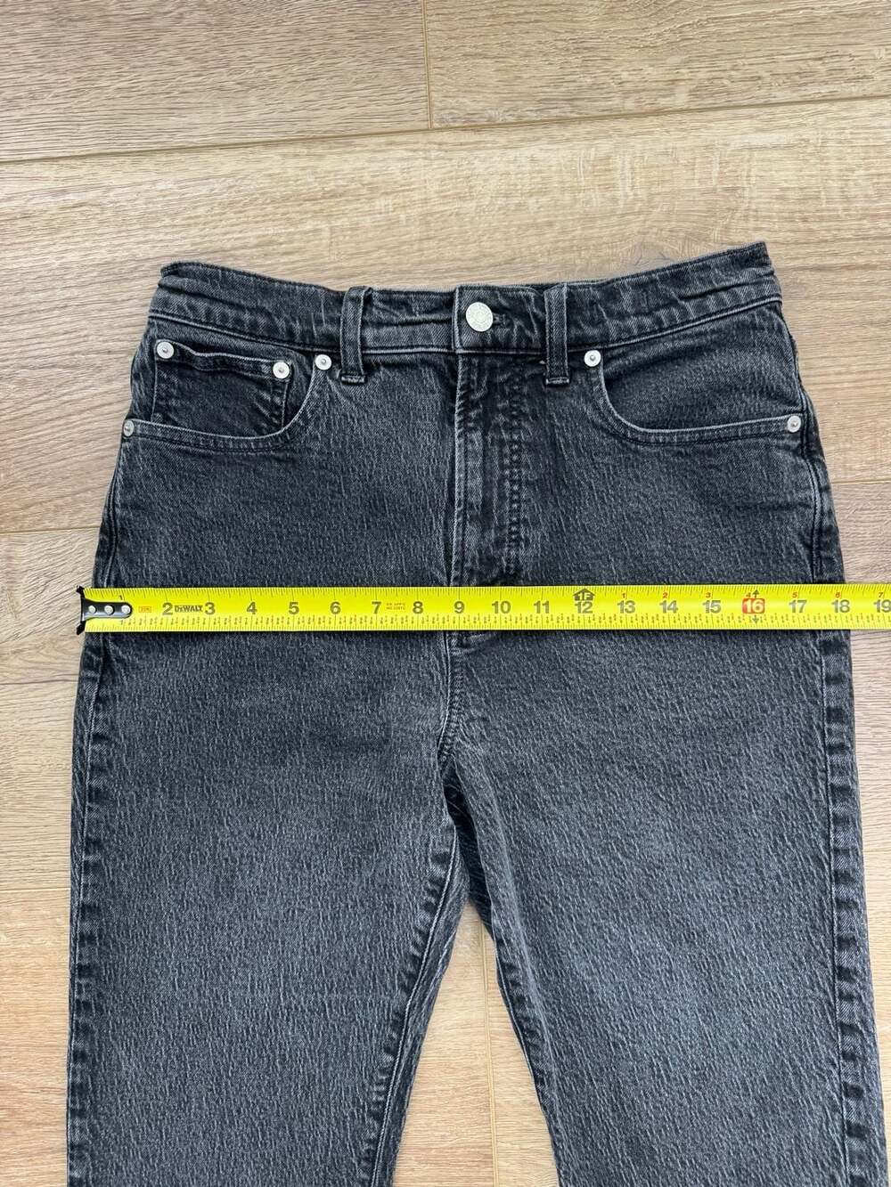 Madewell 90s Straight Jeans Black Wash High Rise Stretch Denim Size 29 - Picture 8 of 16